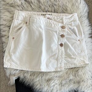 Free People x We The Free Wynne Denim Skirt in White - Size 25